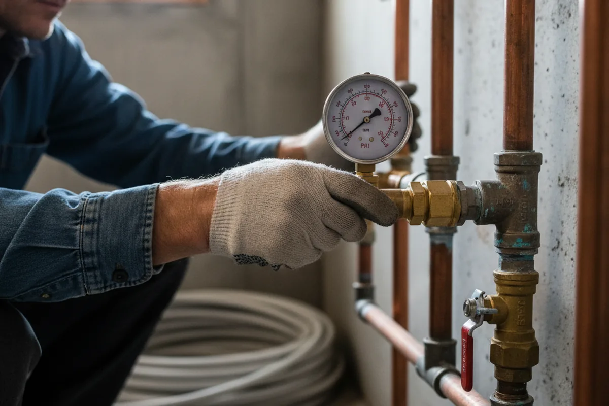 Pressure testing a repaired line during Water Line Repair in Williamston